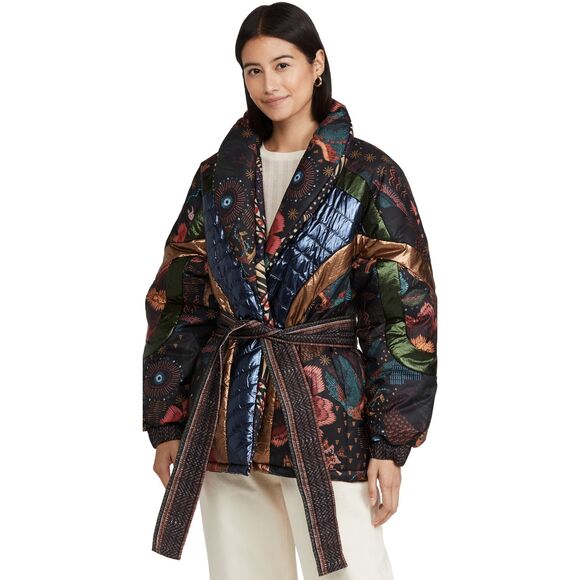 New Farm Rio Banana Leaf Reversible Puffer Jacket Oversized Sz M - Picture 11 of 11